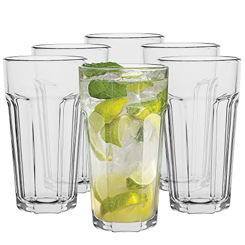 TREND FOR HOME Cocktailgläser Groß Trinkglas Caipirinha Gläser | 630 ml| Set von 6 | Cocktail Highball Wasser Glässerset XXL Tumblers Retro Design | Spülmaschinenfest | Kollektion Alva | Transparent