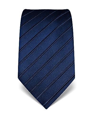 Vincenzo Boretti Herren Krawatte reine Seide Ton in Ton gestreift edel Männer-Design zum Hemd mit Anzug für Business Hochzeit 8 cm schmal / breit dunkelblau