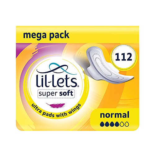 Lil-Lets Super Soft Ultra Binden Normal, 112 x Ultra Soft Binden mit Flügeln, 8 Packungen mit 14 Einlagen, ohne Duft