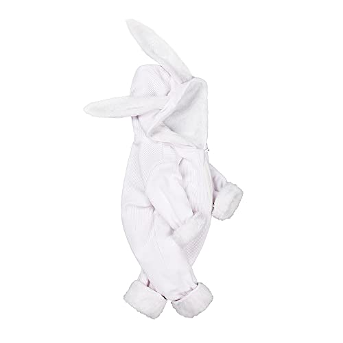 Baby Kaninchen Ohr Zipper Romper Neugeborenen Mit Kapuze Bunny Body Jungen Overall Mädchen Playsuits (EIN Weiß,12-18 monate)