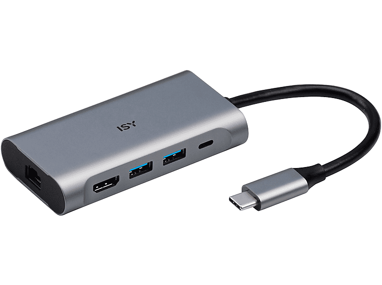ISY IAD 1022-1 4-in-1 USB-C Adapter, Silber Aluminium