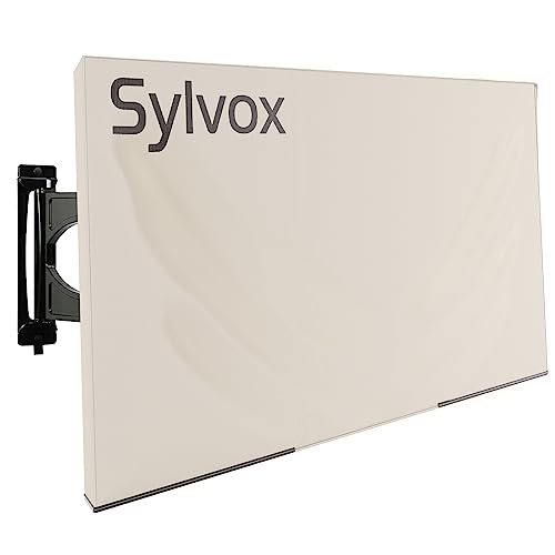 Sylvox 139,7 cm (55 Zoll) Outdoor-Abdeckung für Fernseher mit vollständiger Unterseite, Außen-Flachbildschirm-TV-Abdeckung, staubdicht, für Bildschirmfernseher, Fernbedienungstasche
