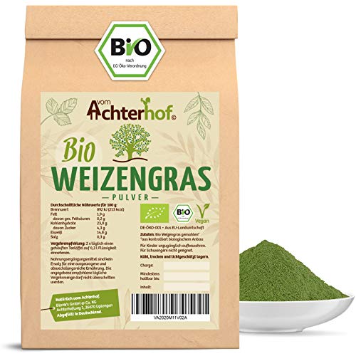 Weizengraspulver BIO (1kg) Weizengras Pulver aus aus deutschem Anbau in Rohkostqualität vom Achterhof