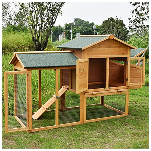 Hühner-Kaninchenstall für den Außenbereich, aus Holz, mehrstöckig, Geflügelkäfig, großes Haustierzubehör mit Auffahrrampen und Nistkästen