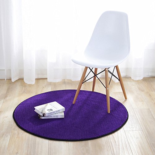 Fouriding Einfarbig Rund Teppich weicher Kurzflor Teppiche fürs Wohnzimmer, Esszimmer, Kinderzimmer, Schlafzimmer und die Küche geeignet Dunkelviolett 80cm