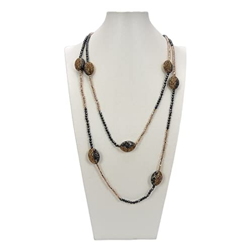 Schmuck 55 Zoll schwarze Hämatit-Gelb-Kristall-lange Stations-Halskette for Frauen erfüllen FUEzRgLdI