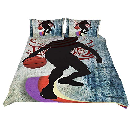 Bettwäsche für Kinder 135x200 Galaxie 3D Basketball Athlet Mode cool Sport Stil Drucken Bettbezug und Kissenbezug Student Jugend Jungen