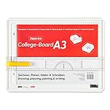 Aristo AR7030 College Board Zeichenplatte (Format A3, schlagfester Kunststoff, mit Zeichenschiene) weiß