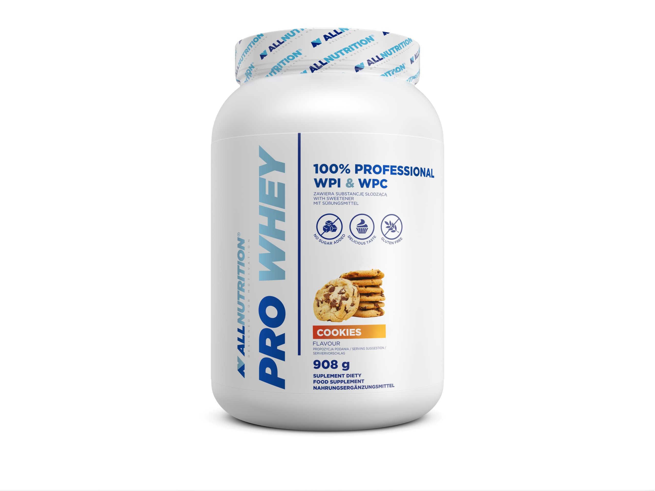 ALLNUTRITION Pro Whey Protein Powder mit Verzweigten Aminosäuren - Molkenprotein-Konzentrat & Molkenprotein-Isolat - Pre-Workout-Pulver - Kalorienarmes Proteinpulver - 908g - Kekse