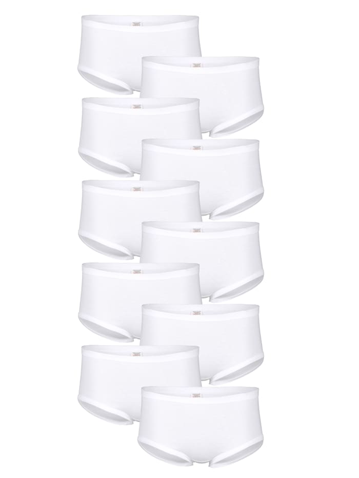 Taillenslips im 10er-Pack mit weichen Elastikbündchen Harmony Weiß