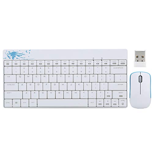 Goshyda Tastatur-Maus-Set, drahtlose Tastatur-Maus, Protable Combo, Ultradünn, Lautlos, 2,4 GHz, für Laptop-PC, Optik-System(Weiß)