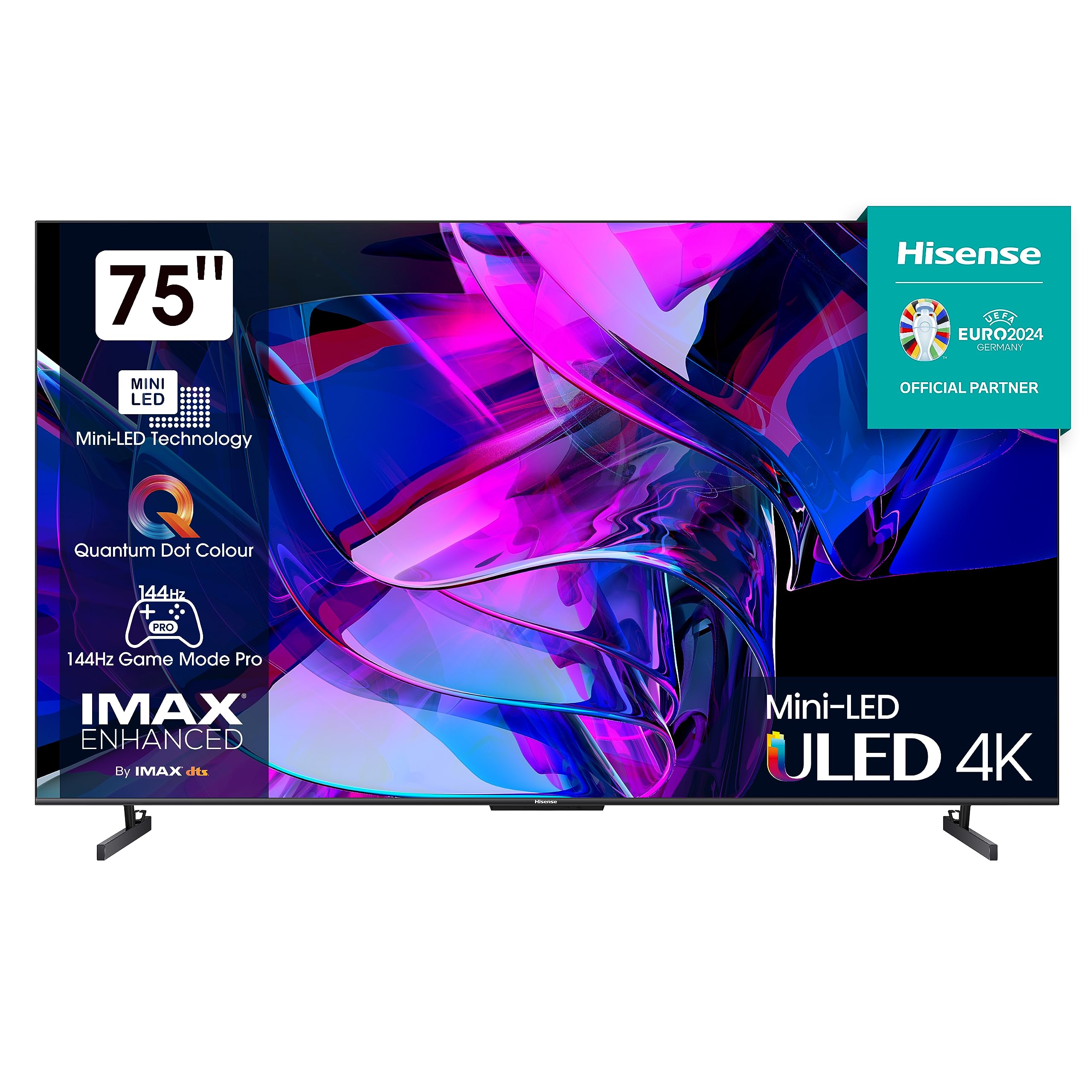 Hisense 75U7KQ 189cm (75 Zoll) Fernseher, 4K Mini LED ULED HDR Smart TV, Quantum Dot, 120Hz, HDMI 2.1, Game Mode Pro, Dolby Vision IQ & Atmos, Bluetooth, Alexa Built-in, Anthrazit [2023]