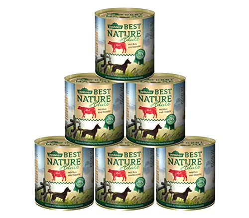 Dehner Best Nature Hundefutter Adult, Rind und Reis mit Distelöl, 6 x 800 g (4.8 kg)