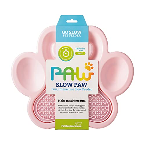 PetDreamHouse PAW 2-in-1 Slow Feeder Interaktiver Napf mit Abnehmbarer Leckmatte - Bereicherungserlebnis für Ihre Haustiere, Baby Pink