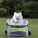 ELR Fahrradtasche für Hunde und Katzen, mit verstellbarem gepolstertem Schultergurt, für Haustiere, Hundefahrrad, Reisetasche, Einkaufstasche für alle Fahrräder (grau)