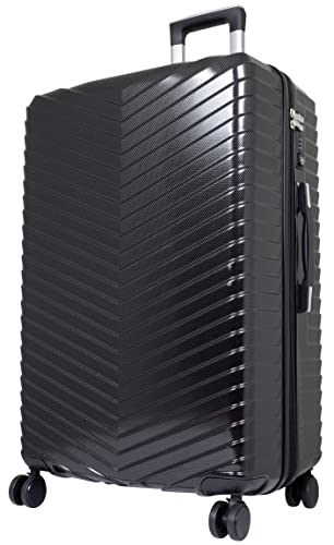 Trendyshop365 Hartschale Koffer-Set Meran 3-teilig 4 Rollen TSA Schloss (Schwarz, Reisekoffer - Größe L)