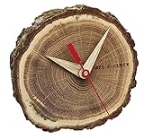 TFA Dostmann Analoge Tischuhr aus Eichenholz TREE-O-CLOCK, 60.1028.08, hochwertiges Uhrwerk, handgemacht, Unikat, natur, L 105 x B 54 x H 90 mm