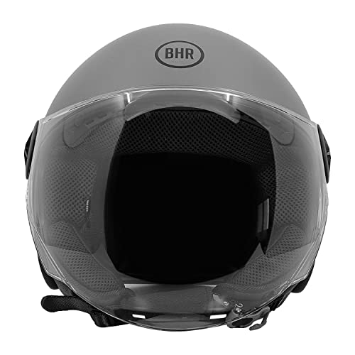 BHR Helm Demi-Jet 832 MINIMAL, Scooter Helm Zulassung ECE 22.06 Leicht und kompakt, ideal für die Stadt und unter der Sitzbank, Mattgrau, L
