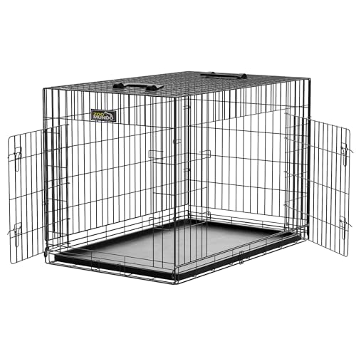 zoomundo L Hundekäfig Transportkäfig Transportbox Tierkäfig Drahtkäfig Faltbarer Käfig aus Metall mit herausnehmbarer Kunststoffwanne - Black Edition