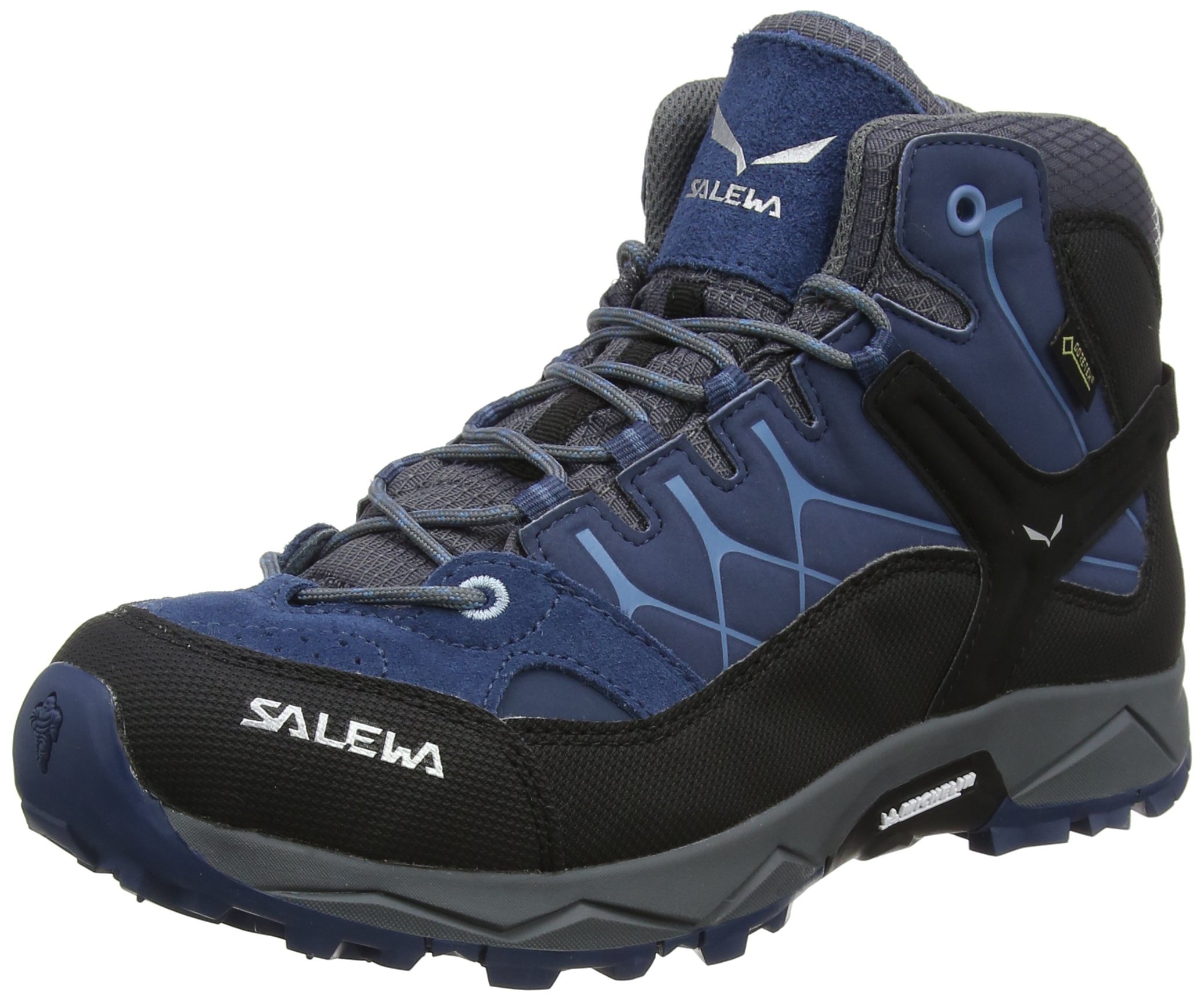 Salewa JR Alp Trainer Mid Gore-TEX, Trekking & hiking boots Unisex Kids, Blue (Dark Denim/Charcoal), 9 UK