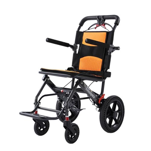 Erwachsene Outdoor Faltbarer Rollstuhl Reisen Tragbare Rollstühle für Senioren Selbstfahrende Roller Bequemer Langlebiger Stuhl,Orange
