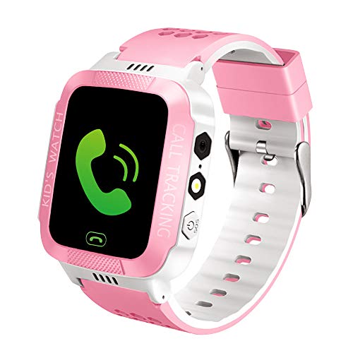 Phone Smart Watch for Kids,1.44" HD Full Touch Screen Larger Battery SOS Tracker, Clock Photo Answer Call Chat Can Be Used Independently with Strap (Rosa Weiß)