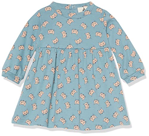 Amazon Aware Baby Mädchen T-Shirt-Kleid mit Langen Ärmeln aus Bio-Baumwolle, Blau Fuchsaufdruck, 0 Monate