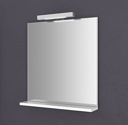 Sieper | Badezimmer Spiegel mit Beleuchtung und Ablage 60 cm Wandspiegel, Badspiegel energiesparend, kaltweißes Licht