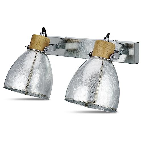 REV BOLGHERI-2 Deckenlampe im Retro-Look, Wandlampe 2-flammig, LED Deckenleuchte, Lampe Wohnzimmer, E27 Fassung, zink