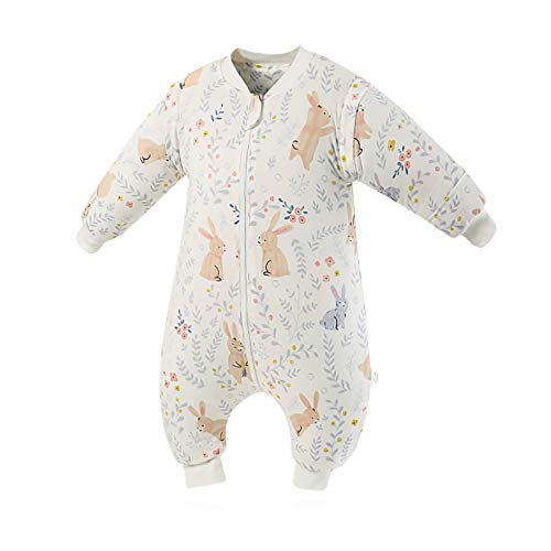 SONARIN Babyschlafsack mit Beinen Schlafsack mit Füße,abnehmbaren Ärmeln,dünn,2,5 Tog,Bio-Baumwolle Verschiedene Größen von 6 Monaten bis 6 Jahren