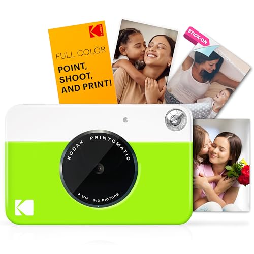 Kodak PRINTOMATIC Digitale Sofortdruckkamera (Neongrün), Vollfarbabzüge auf Zink 2x3 Fotopapier mit Selbstklebender Rückseite Drucken Sie Erinnerungen Sofort