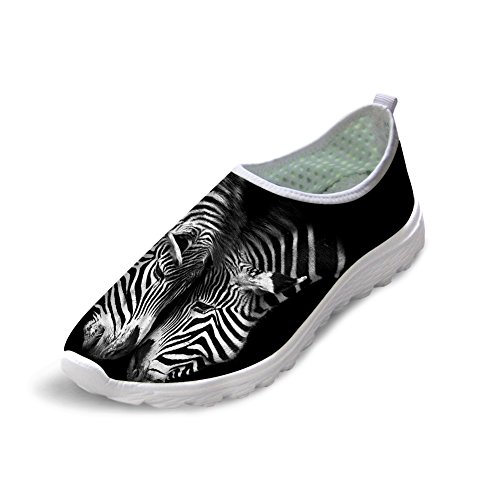 Showudesigns Sommer Mesh Running Sneaker Athletic Slip On Sportschuhe Animal Print, - zebra - Größe: 39 EU