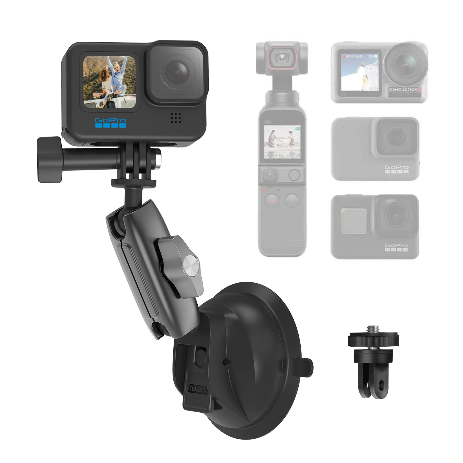 AuyKoo Saugnapfhalterung für GoPro 11/10/9/8/7/6/5 und Action-Kameras, Saugnapfhalterung Klapphalterung für Auto, Boot, Yacht, Motorrad für Videoaufnahmen