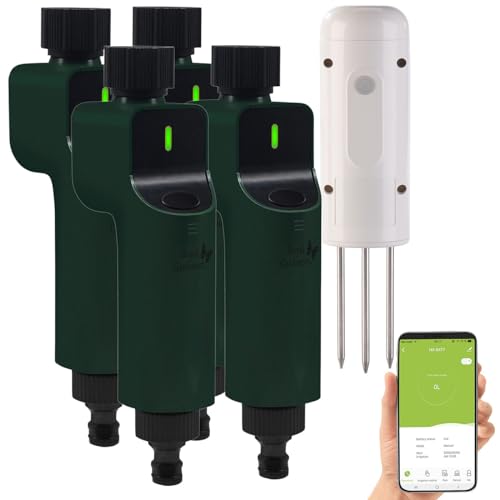 Luminea Home Control 4X ZigBee-Bewässerungscomputer + 1x Boden-Feuchte- & Temperatursensor