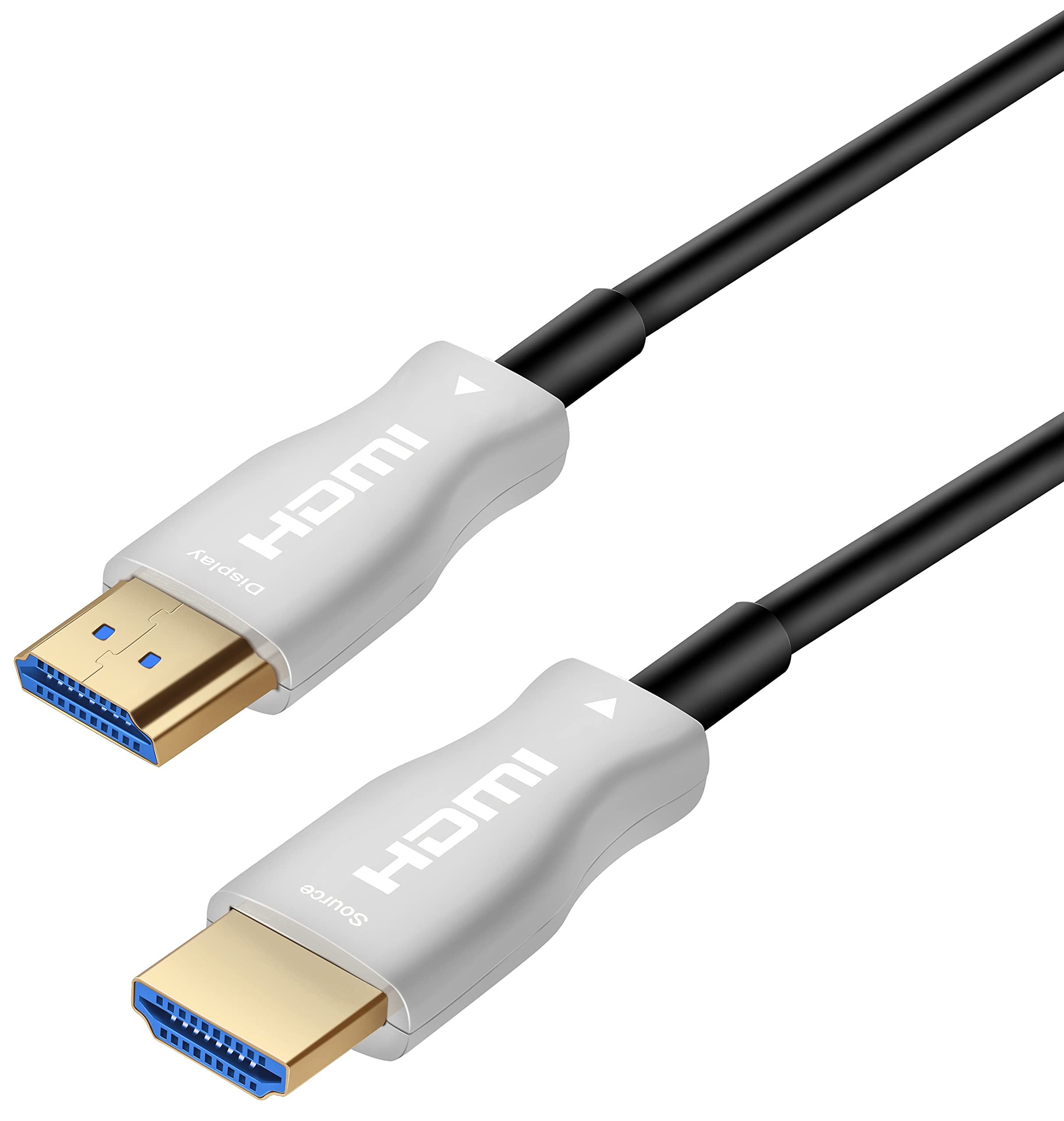 PremiumCord 4K Active Optical (AOC) HDMI 2.0 Glasfaser Kabel M/M 18Gbps, Kompatibel mit Video 4K@60Hz, Deep Color, 3D, ARC, HDR, Dolby Tvergoldete Anschlüsse, schwarz, 5 m