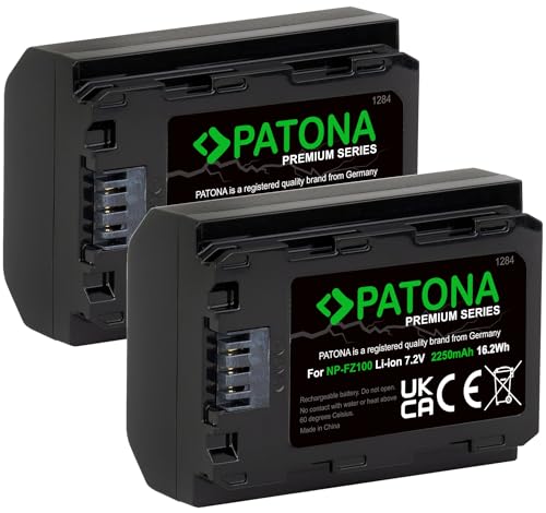 PATONA Premium - 2x Ersatz für Akku Sony NP-FZ100 - (2040mAh mit Infochip) - für Sony Alpha ILCE 6600 / 7 III / 7R III IV / 9 9R 9S / 9 II