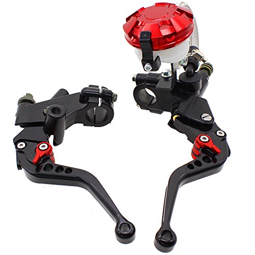 FXCNC Racing Universal Motorcycle 7/8" 22mm CNC Brake Clutch Master Cylinder Hydraulic Lever Reservoir Set for 125-400CC Sports Motorbike Scooter