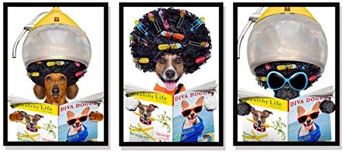 HONGC Kunstplakat Dackelwurst Hundefriseur Art Barbershop Wanddekoration Lustige Hundezeitung Leseplakate und Drucke 50x70cm/19.6”x27.5”x3 Kein Rahmen