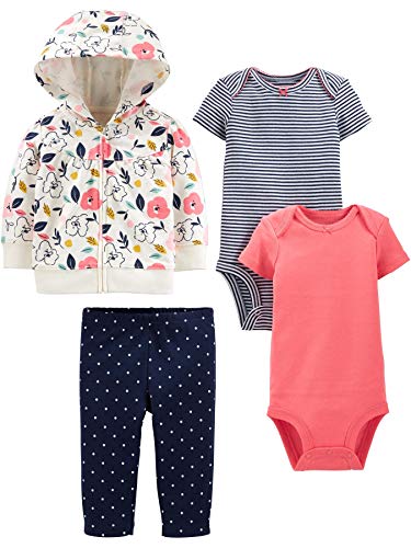 Simple Joys by Carter's Baby Mädchen 4-teiliges Set Jacke, Hose und Body, Floral, 0-3 Monate