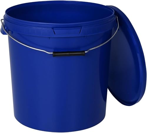 BenBow Eimer mit Deckel 20l blau 10x 20 Liter - lebensmittelecht, stabil, luftdicht, auslaufsicher - Vorratsbehälter für Aufbewahrung aus Kunststoff, mit Metall-Henkel - leer
