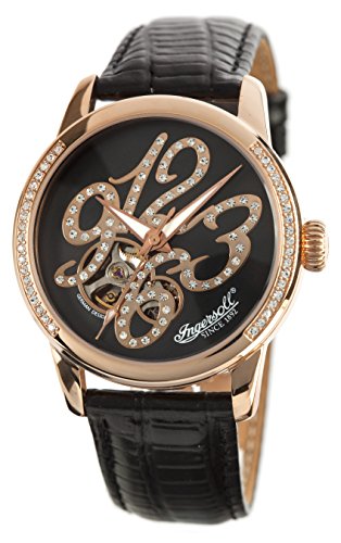 Ingersoll Damen Analog Automatik Uhr mit Leder Armband IN4901RBR_Black