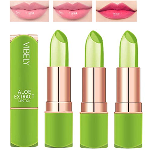 Magic Temperature Color Changing Lip Balm Set, Dulele Organic Aloe Vera Moisturizing Long Lasting Jelly Crystal Lipstick (3 Packungen)