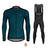 MNOI Winter-Thermo-Fleece-Radtrikot, Herren-MTB-Fahrradbekleidung mit Warmer 9D-Gel-Trägerhose,B,L