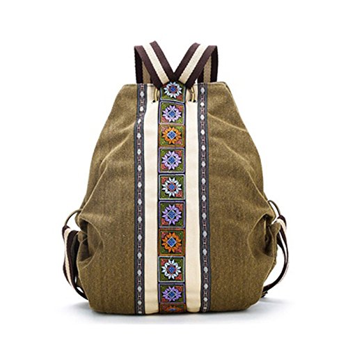 Horyii Ethnische Tasche für Damen, aus Segeltuch, Hippie-Tasche, Umhängetasche für Mädchen, Boheme, Armee Grün, one size