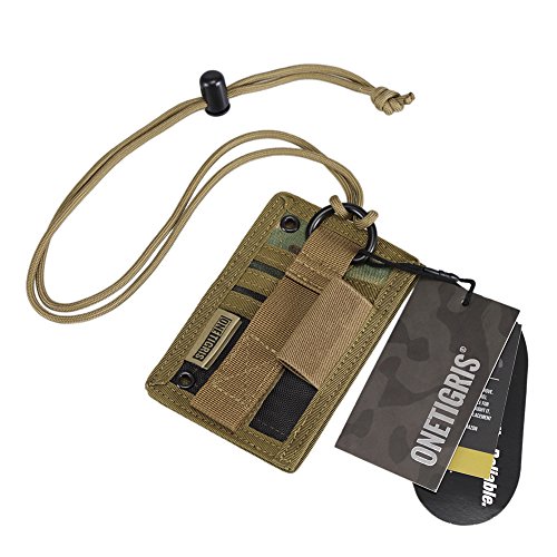 OneTigris Taktische Ausweishalter Abzeichenhalter Identifikation-Kartenhalter mit Umhängeband (MC-500D Cordura Nylon)