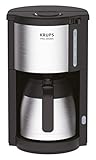 Krups KM305D Filterkaffeemaschine ProAroma | Thermo- Edelstahlkanne | Automatische Abschaltung | 10-15 Tassen | 800 Watt | 1,25L Wassertank | Schwarz/ Edelstahl