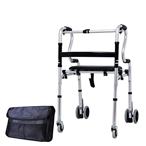 UYDJAKX Rollator für Behinderte 4-Rad-Gehhilfe, leichter Rollator für Senioren mit Sitz und Aufbewahrungstasche, Rollator für Senioren, verstellbarer Rollator für Senioren, A Star of Light