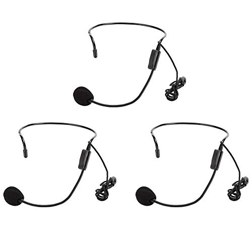 Wendry Headset-Mikrofon, 3 Stück, 3,5 mm Schraubstecker, kabelgebundener Kopf, Kondensatormikrofon, Headset-Mikrofon für Einkaufsführer, Führer, Vorträge, Unterricht, Rede usw