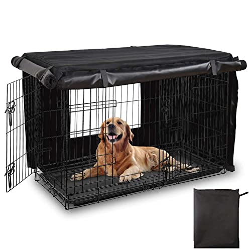 Hundekäfig Abdeckung, Multifunktionaler Lichtdichter Abdeckung Hundekäfig, 420D Oxford Stoffmaterial, Langlebiger Wasserdichter Und Winddichter Dog Cage Abdeckung (Ohne Hundekäfig) (92 X 59 X 61cm)