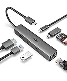 uni 6-in-1 USB C Hub mit 4K HDMI, 100W PD, Ethernet hub, USB-C Daten, 2xUSB3.0 Datenports,aus Aluminiumgehäuse und Nylonkabel, für MacBook Pro, MacBook Air, iPad Pro usw.